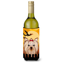 Caroline's Treasures Halloween Yorkie Yorkshire Terrier Wine Bottle Koozie Hugger 750 ml Multicolor