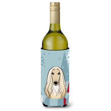 Caroline's Treasures Winter Holiday Afghan Hound Wine Bottle Koozie Hugger 750 ml Multicolor