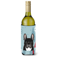 Caroline's Treasures BB1723LITERK Winter Holiday French Bulldog Wine Bottle Koozie Hugger 750 ml Multicolor