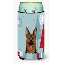 """"Caroline's Treasures Wintervakantie Duitse Herder Tall Boy Koozie Hugger Veelkleurig""""