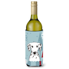 Caroline's Treasures Winter Holiday Dalmatian Wine Bottle Koozie Hugger 750 ml Multicolor