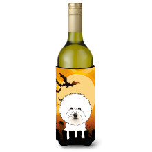 Caroline's Treasures Halloween Bichon Frise Wine Bottle Koozie Hugger 750 ml Multicolor