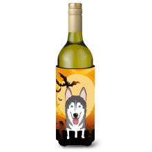 Caroline's Treasures Halloween Alaskan Malamute Wine Bottle Koozie Hugger 750 ml Multicolor