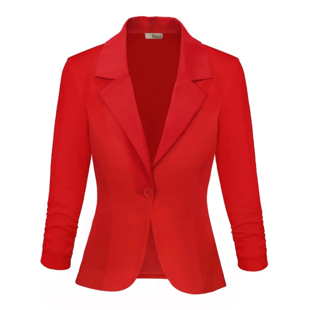 Veste blazer d   contract   e pour femme, style bureau, JK1131, rouge, taille L