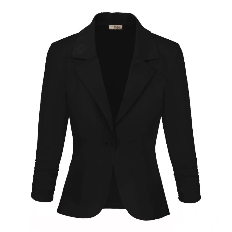 Veste blazer d  contract  e pour femme, style bureau, JK1131, noir, taille 2X