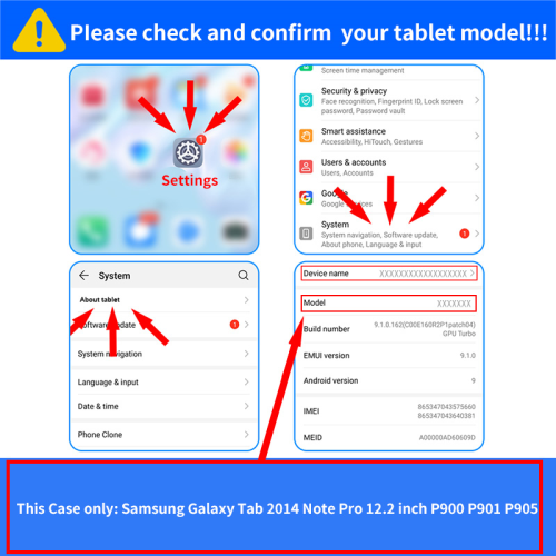 (BLACK, 12.2) For Samsung Galaxy Tab Note Pro 12.2 inch P900 P90 2