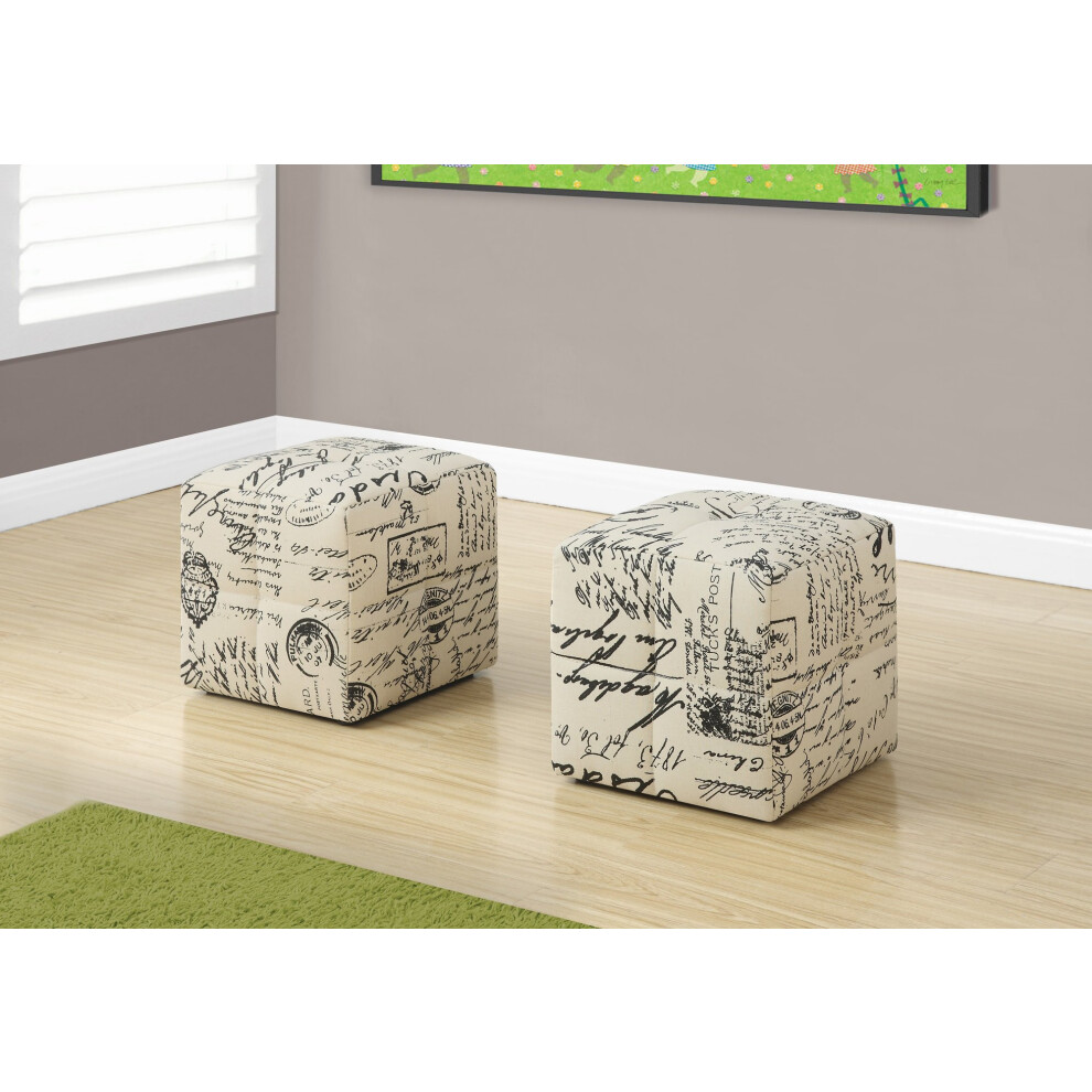 Monarch Specialties I 8162 Wurfelformiger Pouf Mit Biskuit-Taft-Verzierung Fur Kinder 2Er-Set Gepolsterter Ottoman Fur Kinder, 30,5 Cm Hoch,-image