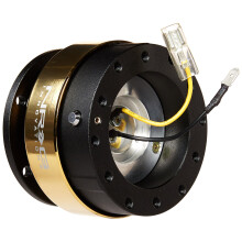 NRG Innovations Gen 2.0 Steering Wheel Quick Release Kit 6x70mm & 6x74mm Bolt Pattern Black Body Chrome Gold Ring NRG-SRK-200BK-CG