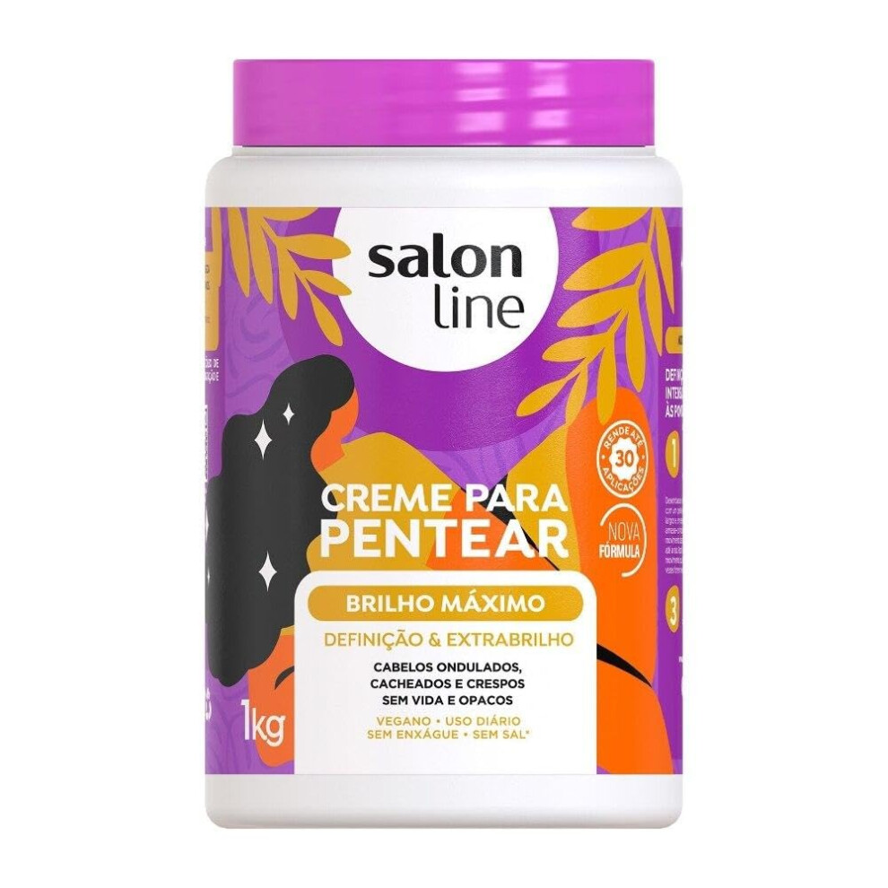Salonlinie Cream Linha Tratamento Creme Para Pentear Salon Line - Brilho Maximo 1000 Gr - Salon Line Treatment Combing Collection - Maximum Shine Net 35.27 Oz