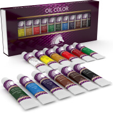 MyArtscape Oil Paint Set - 21ml x 12 Tubes - Artist Quality - Lightfast - Heavy Body - Highly Pigmented Oil-based Colors - Excellent Coverage - P