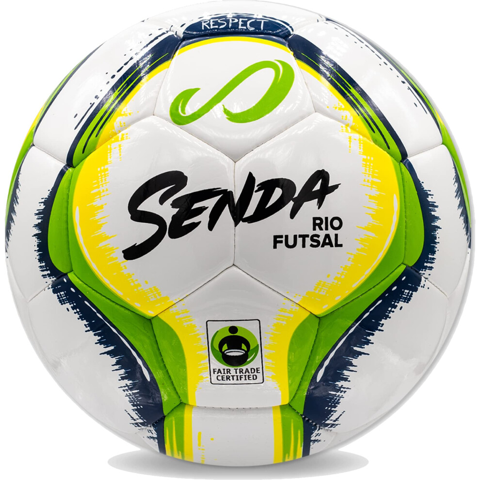 SENDA Rio Match Futsal Ball Fair Trade Certified Green/Yellow Size 4 Ages 13 & Up