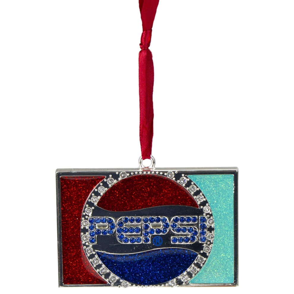 Northlight 3 Red and Blue Pepsi Globe Logo European Crystal Christmas Ornament