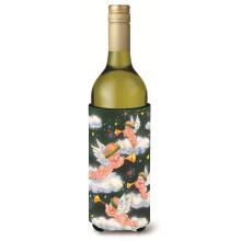 Caroline's Treasures Angels on Green Wine Bottle Koozie Hugger  750ml  Multicolor