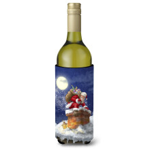 Caroline's Treasures Christmas Santa Claus In The Chimney Wine Bottle Koozie Hugger 750ml Multicolor