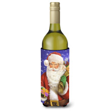 Caroline's Treasures Christmas Santa Claus Ready to Work Wine Bottle Koozie Hugger  750ml  Multicolor