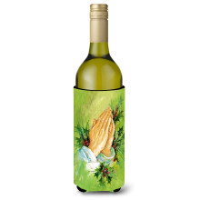 Caroline's Treasures Praying Hangs with Holly Leaves Wine Bottle Koozie Hugger  750ml  Multicolor