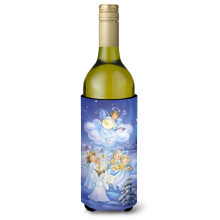 Caroline's Treasures Angels Around The Tree Wine Bottle Koozie Hugger 750ml Multicolor