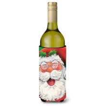 Caroline's Treasures Jolly Santa Claus Wine Bottle Koozie Hugger 750ml Multicolor