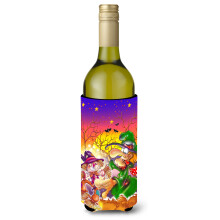 Caroline's Treasures Witch Voodoo Scarecrow Halloween Wine Bottle Koozie Hugger 750ml Multicolor