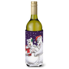 Caroline's Treasures Holiday Polar Bears Wine Bottle Koozie Hugger 750ml Multicolor