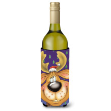 Caroline's Treasures Comic Reindeer Wine Bottle Koozie Hugger  750ml  Multicolor