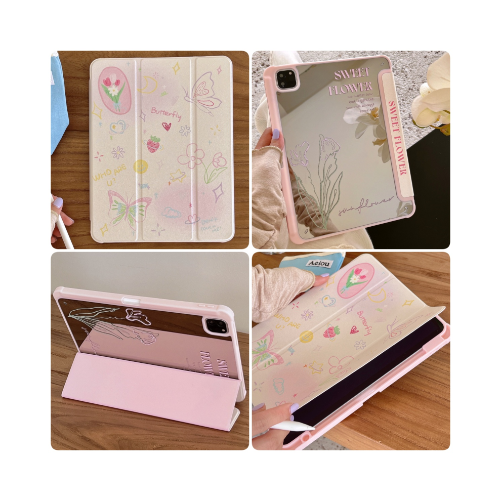 (Tulip Butterfly, Air5 Air4 10.9 Inch) Cute Little Cat For Ipad 2024 2022 Pro Air 1 Black 976662386144