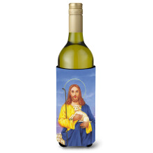 Caroline's Treasures Jesus The Good Shepherd Holding A Lamb Wine Bottle Koozie Hugger 750ml Multicolor