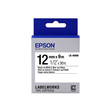 Cartu? de banda Epson LabelWorks standard LK (nlocuie?te LC) ~1/2"""" negru pe alb (LK-4WBN) - pentru utilizare cu imprimantele de etichete LabelW