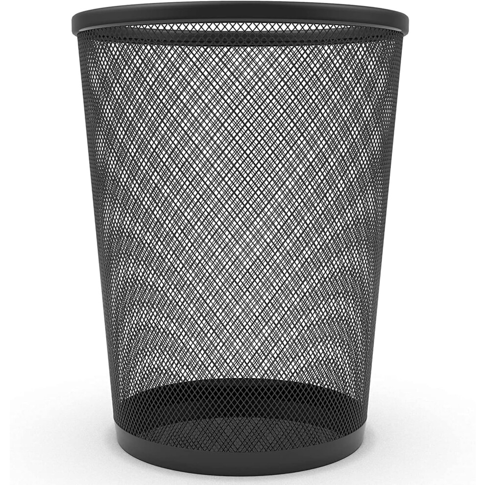 Zuvo Black Metal Mesh Wastebasket | 4 Gallon Trash Can for Office, Home, and Bedroom | Durable Wire Garbage Bin with Ventilated Design