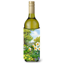 Caroline's Treasures Spring Flowers by Sarah Adams Wine Bottle Koozie Hugger 750ml Multicolor
