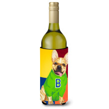 Caroline's Treasures French Bulldog Go Team Wine Bottle Koozie Hugger 750ml Multicolor