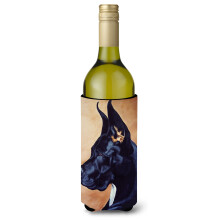 Caroline's Treasures Black Great Dane Wine Bottle Koozie Hugger  750ml  Multicolor