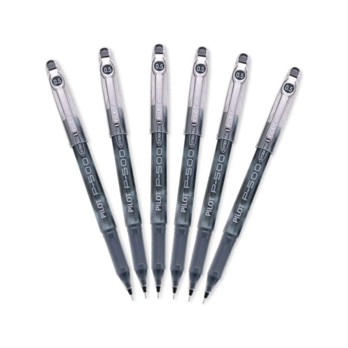 Pilot Pilot Precise P-500 Γραφίδες Gel Ink Rolling Ball, Πολύ Λεπτή Μύτη, Μαύρο Μελάνι, 6 Γραφίδες