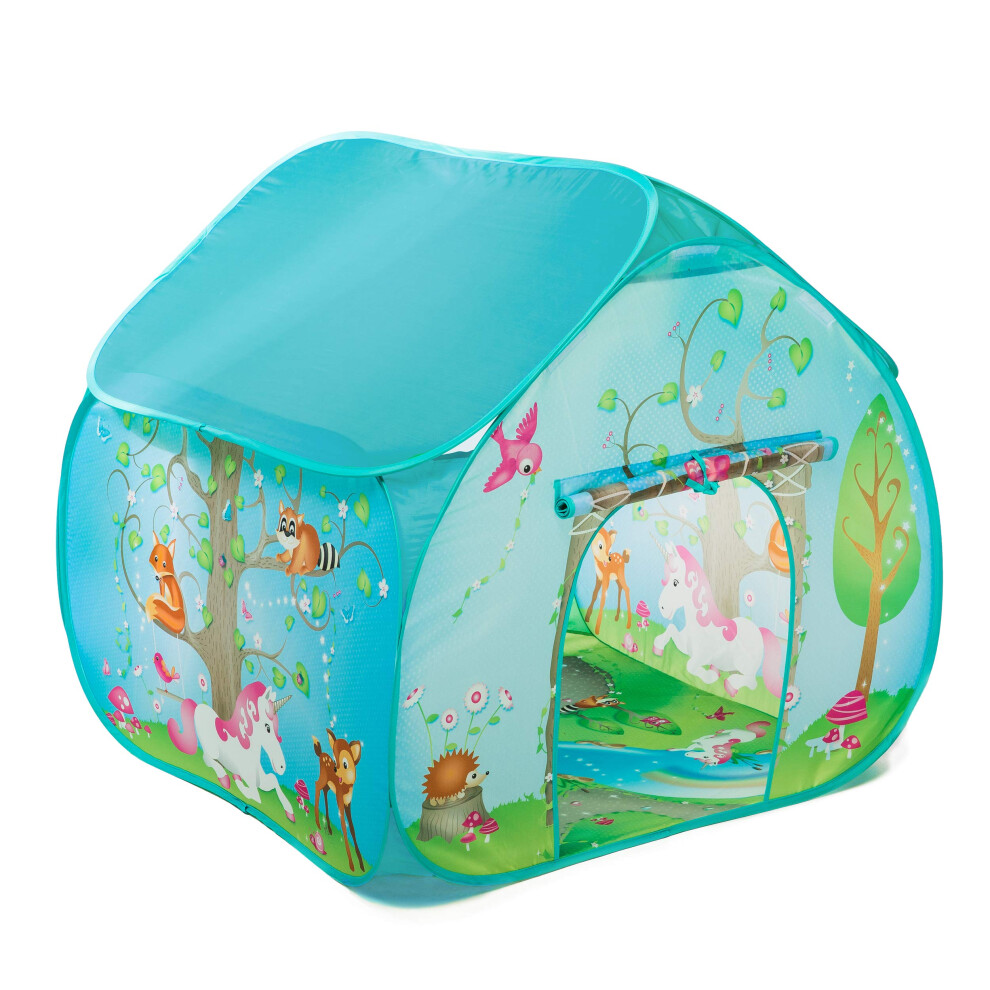 Tente de jeu Pop It Up | Forêt enchantée bleue | Fun2Give | Portes avant et arrière, intérieur spacieux, jeux de rôle pour tout-petits et enfants