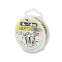 Fio de Montagem de Contas Beadalon 19 Fios Aço Inoxidável, .024 in / 0.61 mm, Brilhante, 15 ft / 4.6 m