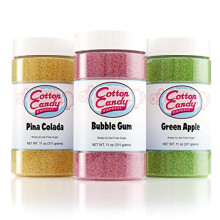 Pacote de variedade de acar de algodo doce Express Floss com potes de plstico de 3 a 11 onas de chiclete verde ma Pina Colada acares de