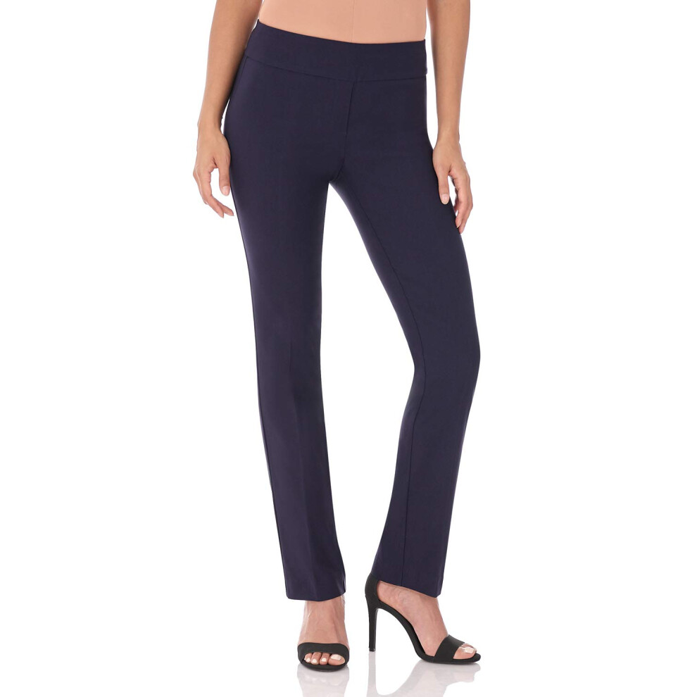 Pantalon droit Rekucci pour femme, mod   le Ease Into Comfort, avec contr   le du ventre, bleu marine 2