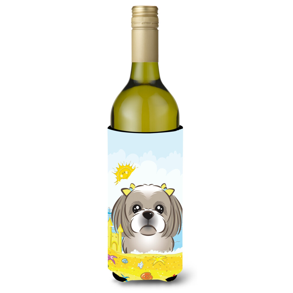 Caroline's Treasures BB2118LITERK - Funda Para Botella De Vino (750 Ml), Color Gris Plateado, Con Dise O De Shih Tzu, Ideal Para Playa De Verano-image