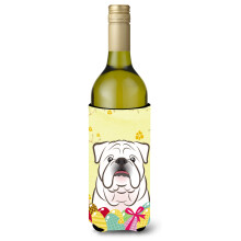 """" Caroline's Comorsures BB1902Literk """" """" White English Bulldog East Egg Hunt """" ""Buttle Buttle Hugger Koozie 750ml multicolor"" ""