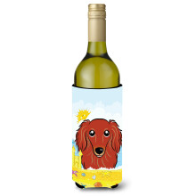 """" Caroline's Comorsures BB2082Literk """" """" Longhair Red Dachshund Summer Beach """" ""Buttle Buttle Hugger Koozie 750ml multicolor"" ""