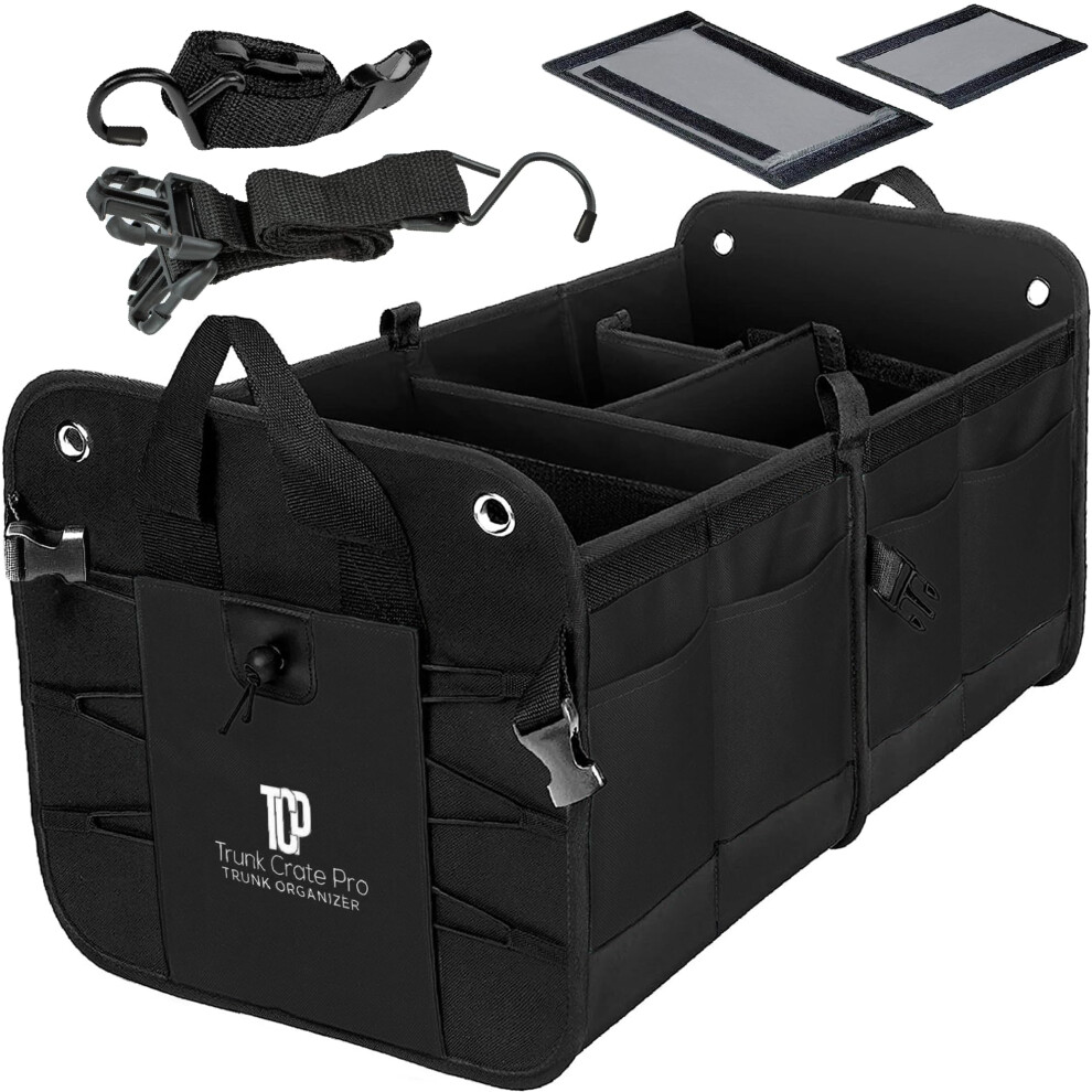 Trunkcratepro Trunk Organizer For Car Suv Truck Premium Adjustable Multi Compartments Collapsible Car Trunk Organizer With Securing Straps & Non-Sl 627987239607