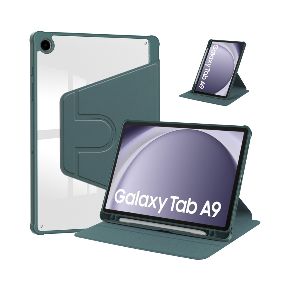 (Dark Tab A9 (8.7 Inch)) For Samsung Tab A9 Case 8.7 Inch 360 Rotating Acry Green 976662451361