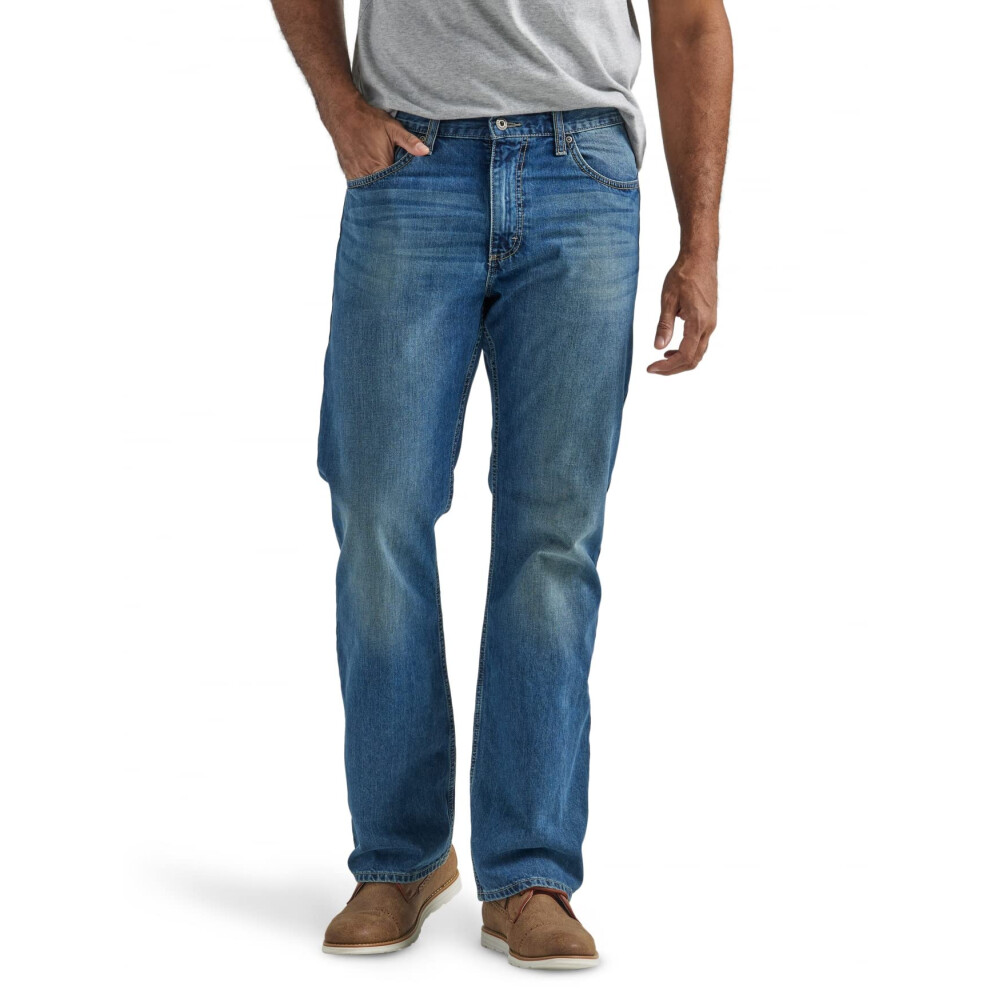 Jean bootcut coupe d   contract   e Wrangler Authentics pour homme, indigo moyen, 32 l x 34 L