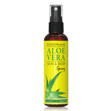 Seven Minerals Resestorlek Ekologisk Aloe Vera-spray - 100% ren, nyklippt Aloe Vera, inte pulver, inga xantangummi, snabbt upptag