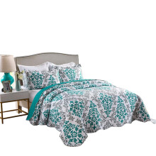 MarCielo 3-delige gewatteerde sprei, bedrukt dekbed, dekbedset, beddengoed, deken, sprei, oversized, lichtgewicht sprei, turkooisblauw, kingsize, Kat