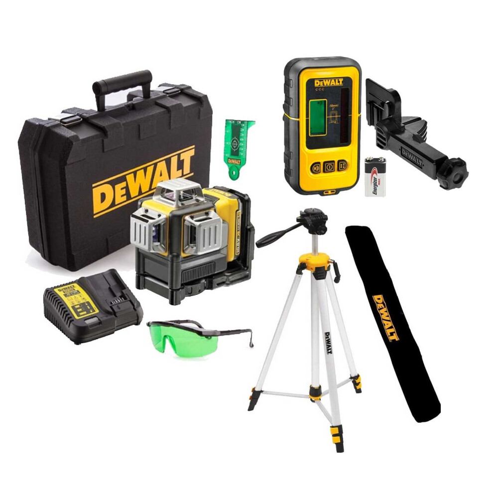 DeWalt DCE089D1G Green Beam 3 Way Self Leveling Line Laser Line Tripod Detector
