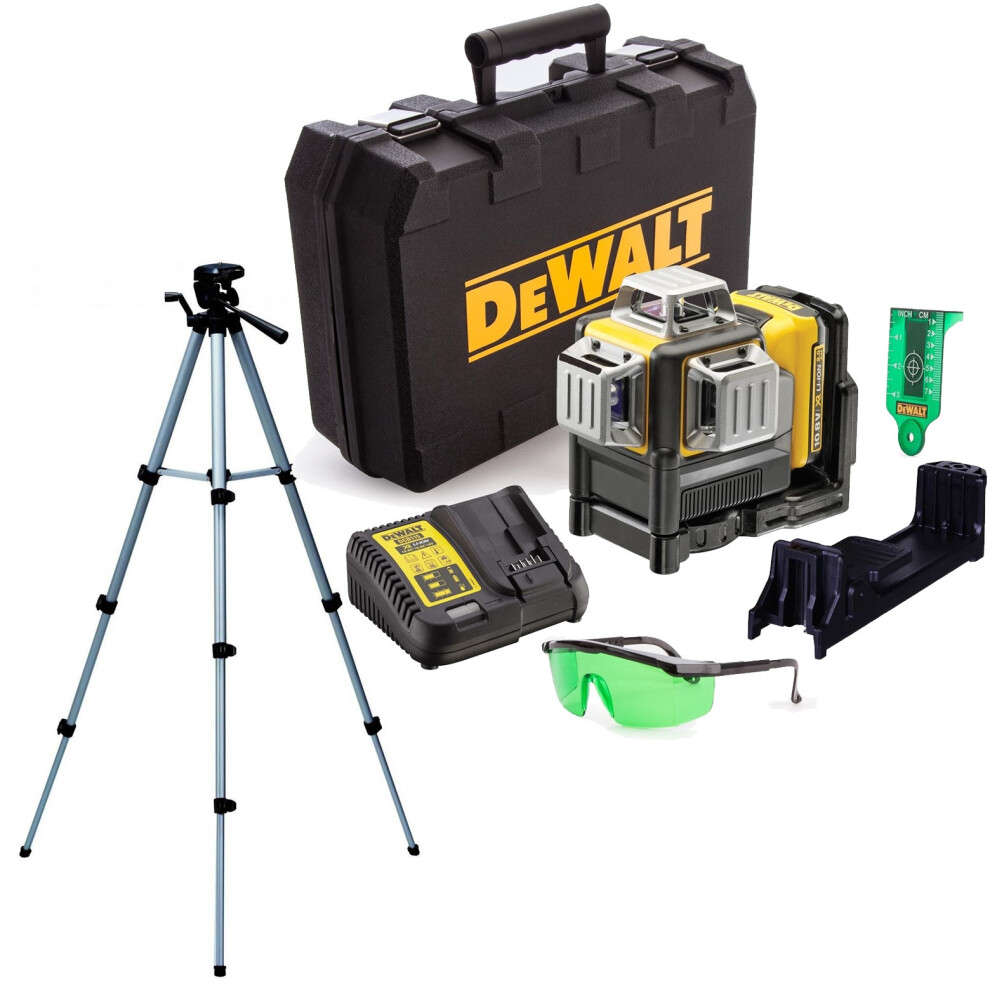 DeWalt DCE089D1G 3 Beam 3 Way Self Levelling Multi Line Laser Line Green +Tripod