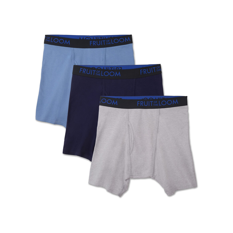 Fruit of the Loom Men's Premium 3pk Breathable Cotton Micro-mesh Boxer Brief  assorted  Small