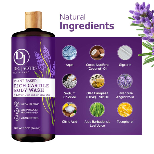 DR. JACOBS NATURALS Σαπούνι Castile Λεβάντα για Ευαίσθητο Δέρμα με Φυτικά Συστατικά 2