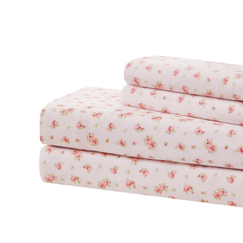 Modern Threads - Soft Microfiber Rose Printed Sheets - Luxurious Microfiber Bed Sheets - Includes Flat Sheet  Fitted Sheet with Deep Pockets  & Pillow